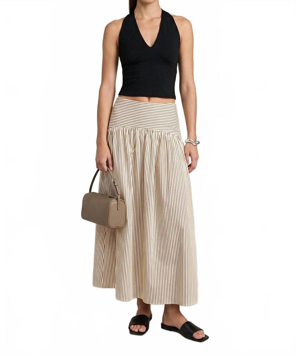 NEW FEW MODA vashti skirt in cream brown stripe